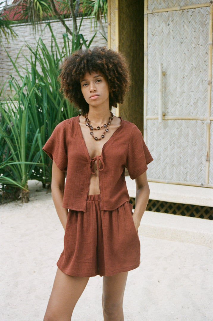 CHA TIE TOP cinnamon