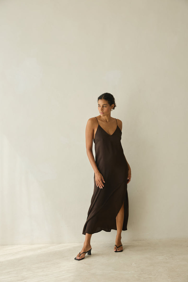 SLIP DRESS cacao