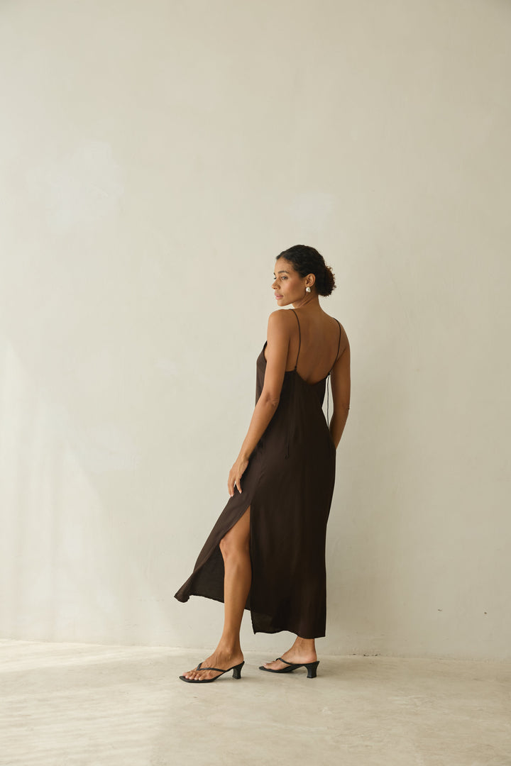 SLIP DRESS cacao