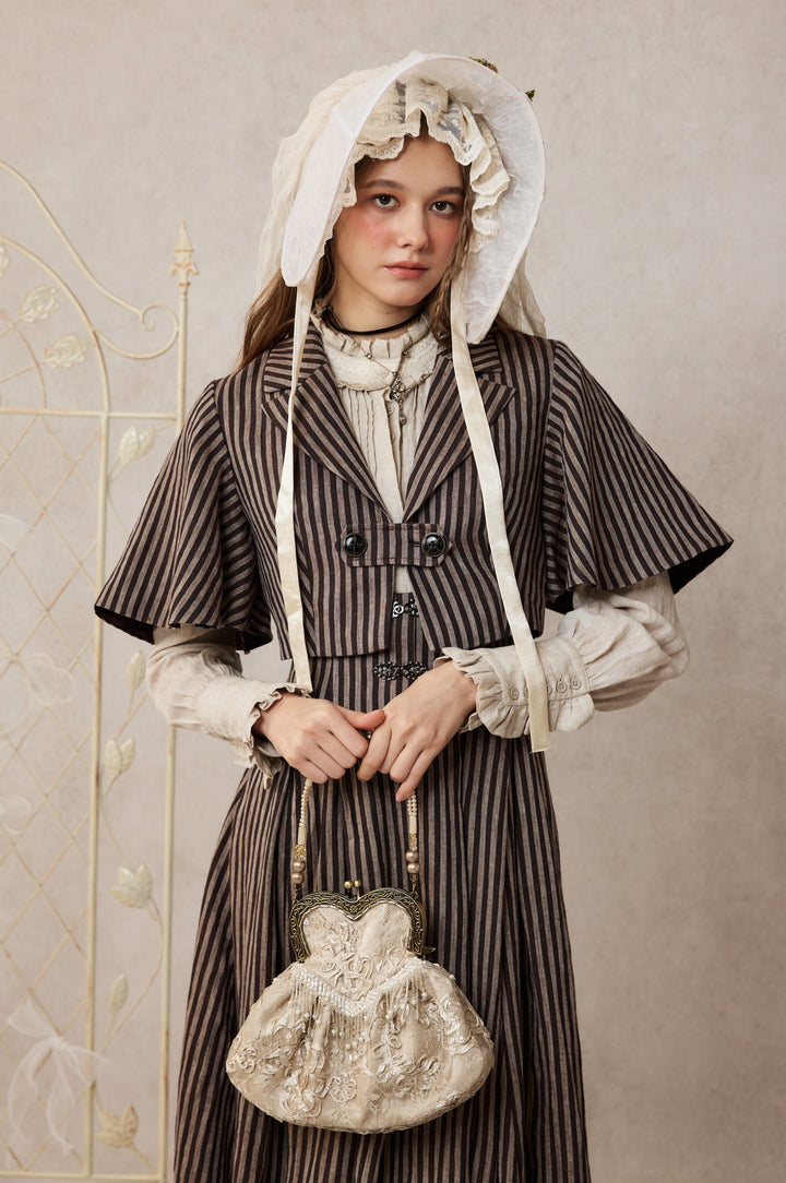 Clarise 22 |Retro Linen Skirt & Cape (2 pieces)