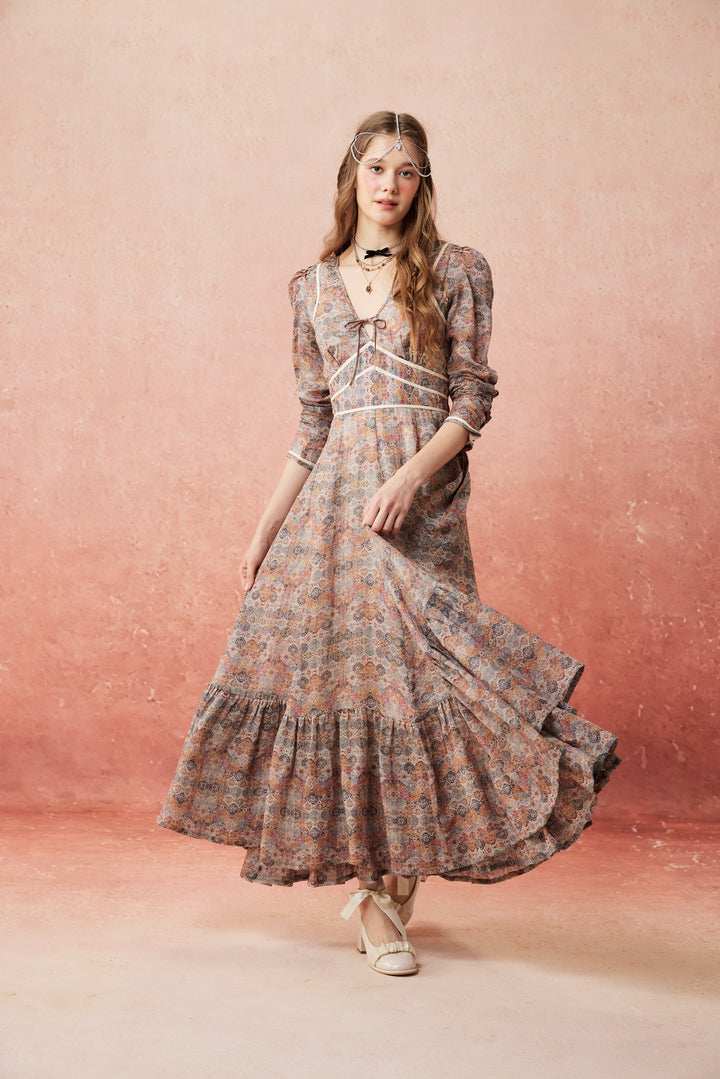 Chelse 19 |Longsleeved Linen Dress Gown