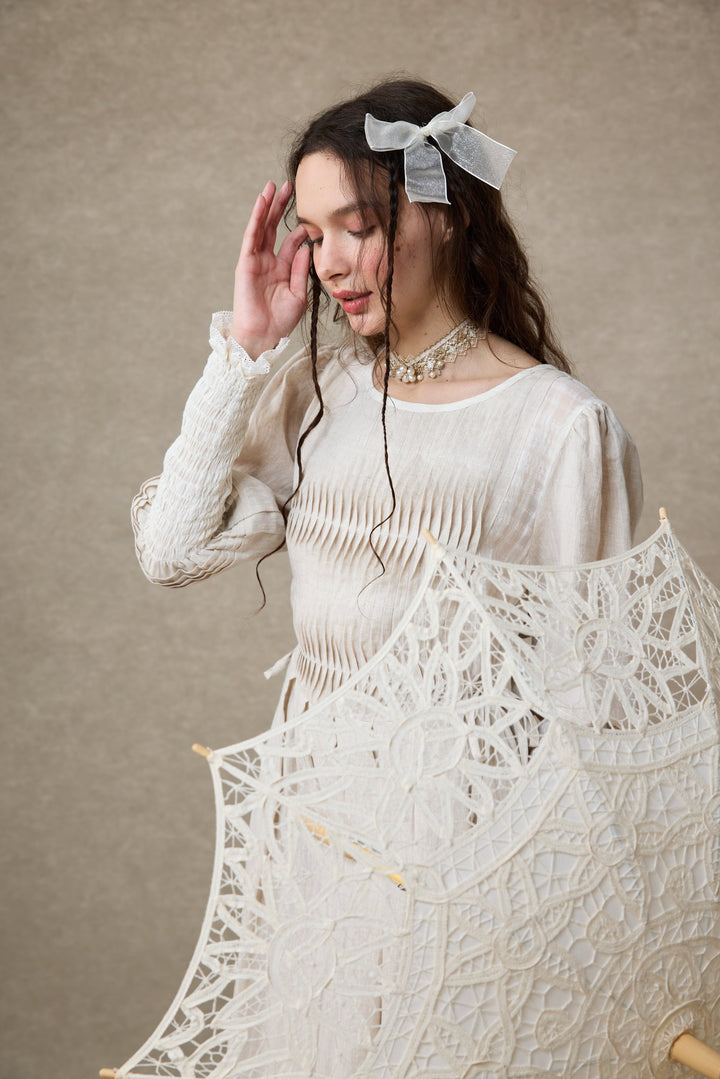 Eliana 15 | Pintucked Patchwork Linen Dress