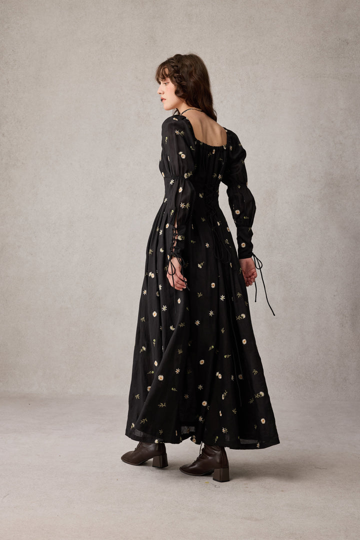 Phoenix 24 | Embroidery Daisy Linen Dress