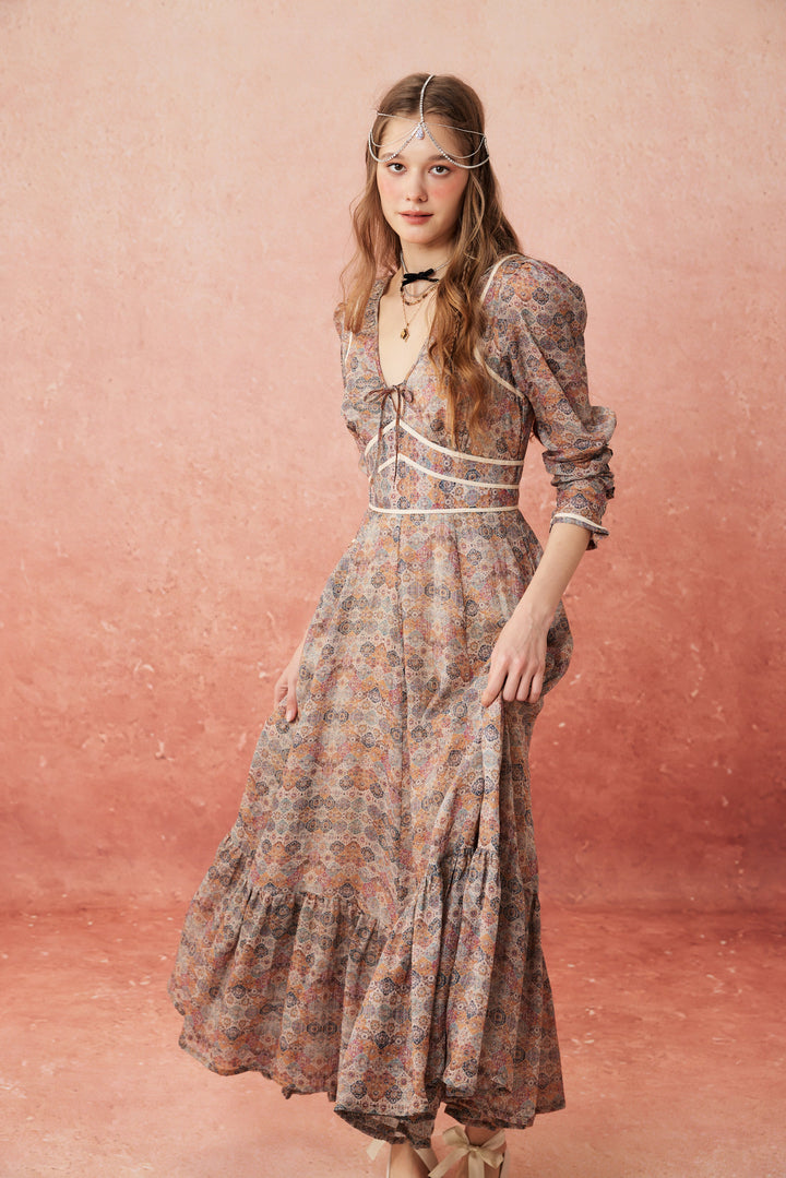 Chelse 19 |Longsleeved Linen Dress Gown