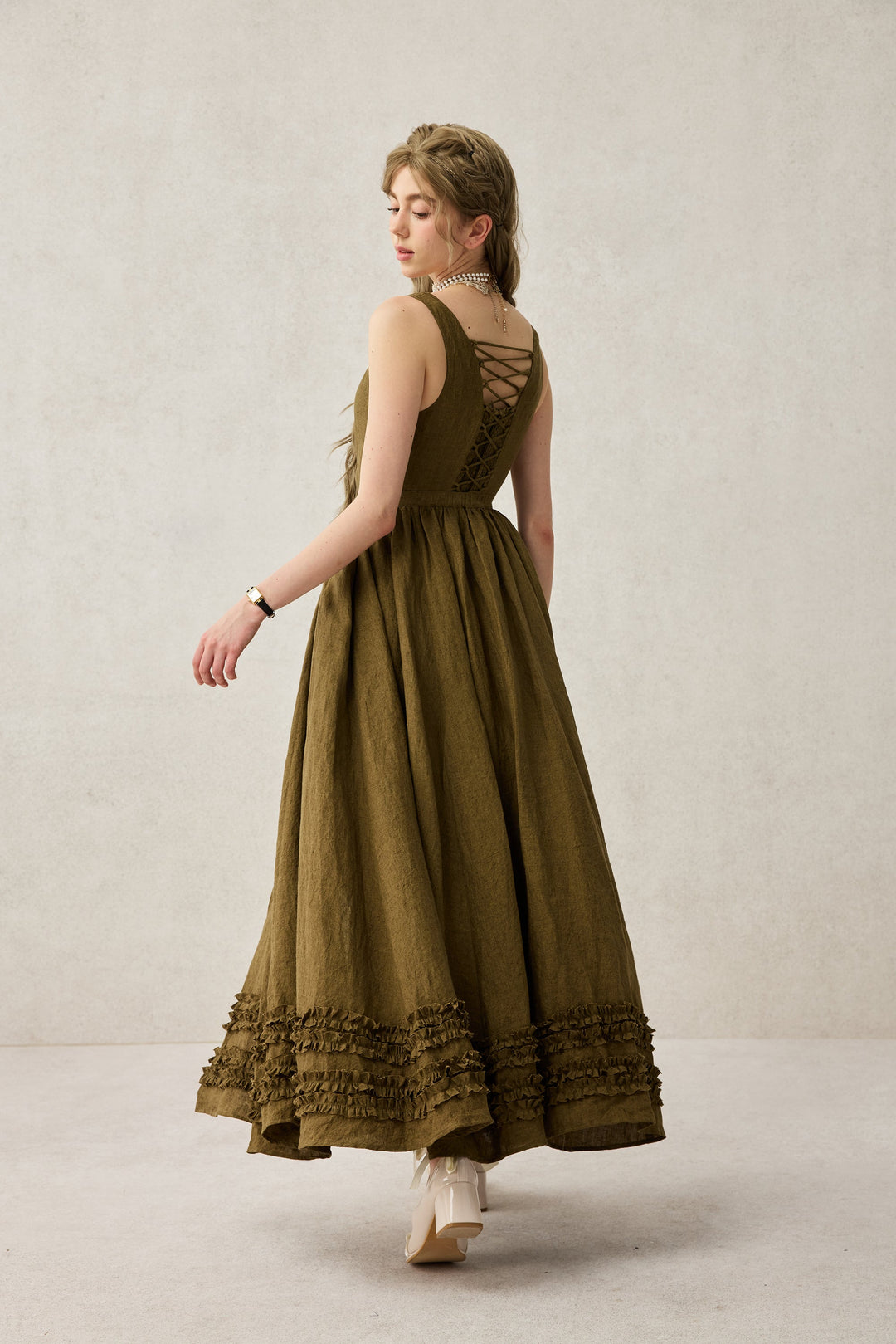 Wearable Poetry 17 | Ruffled linen dress & skirt （2 pieces)