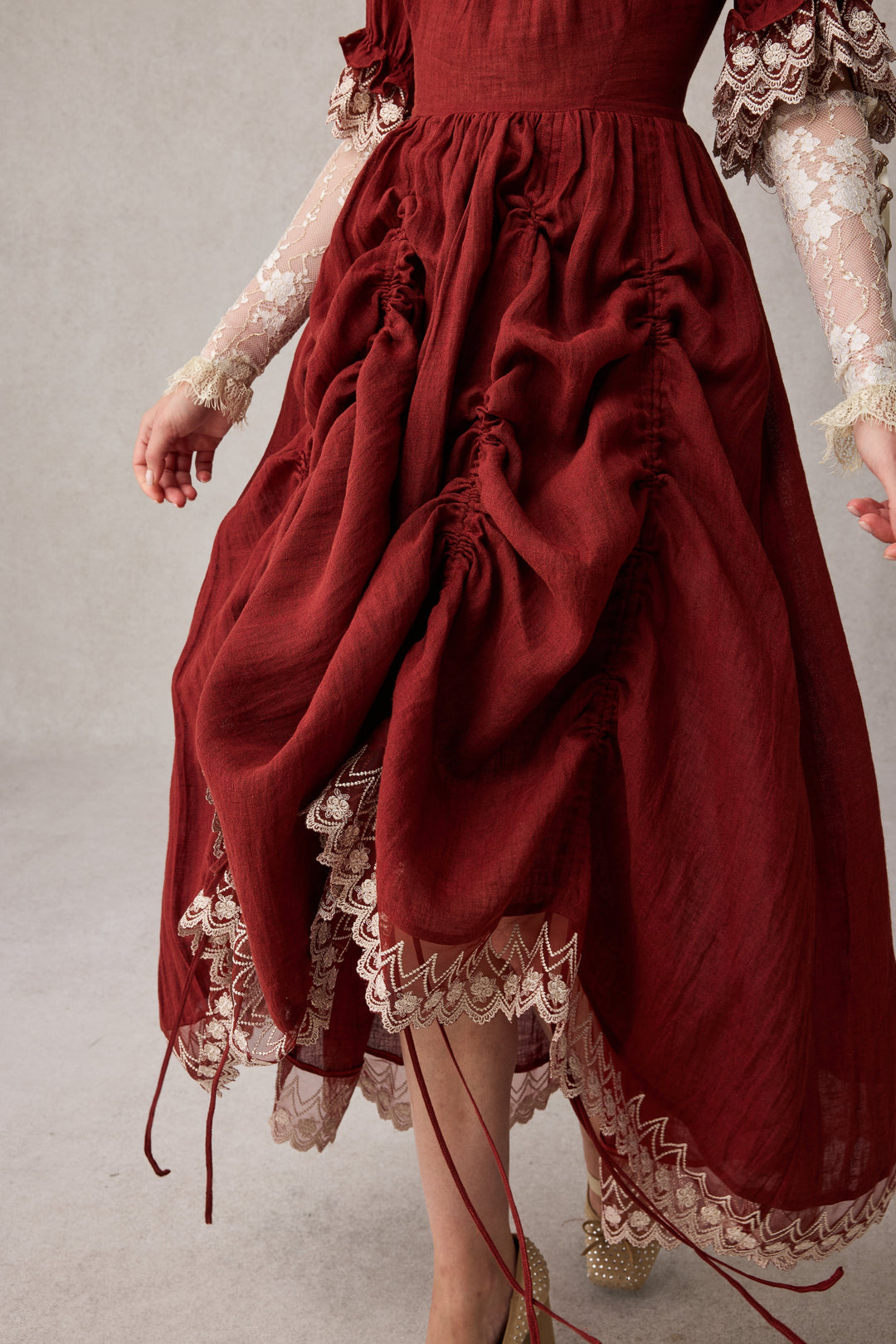 Elowen 27 | Lace Linen dress gown ( 2 way to wear )