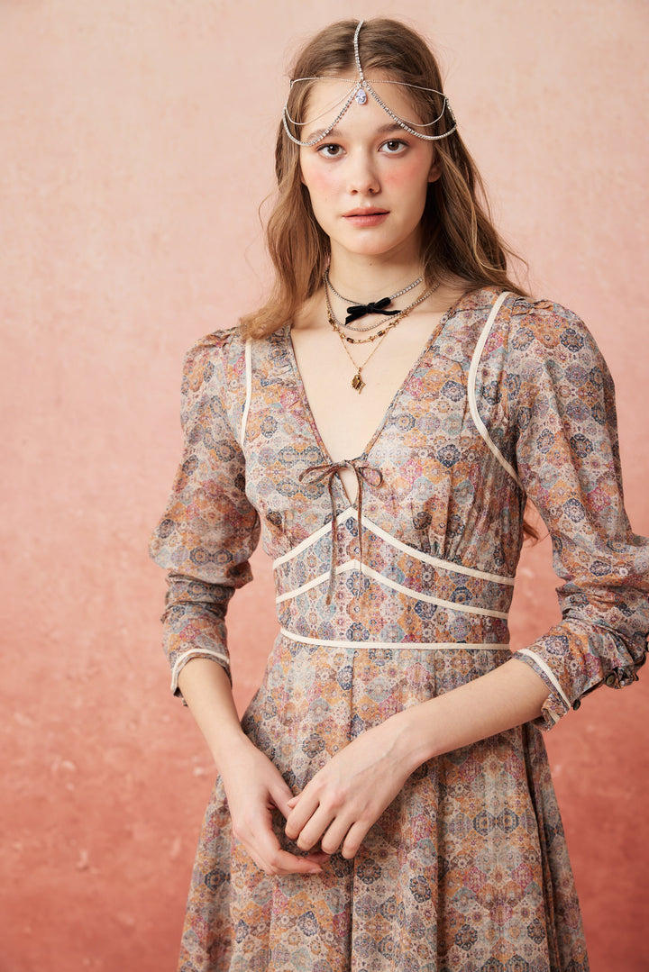 Chelse 19 |Longsleeved Linen Dress Gown