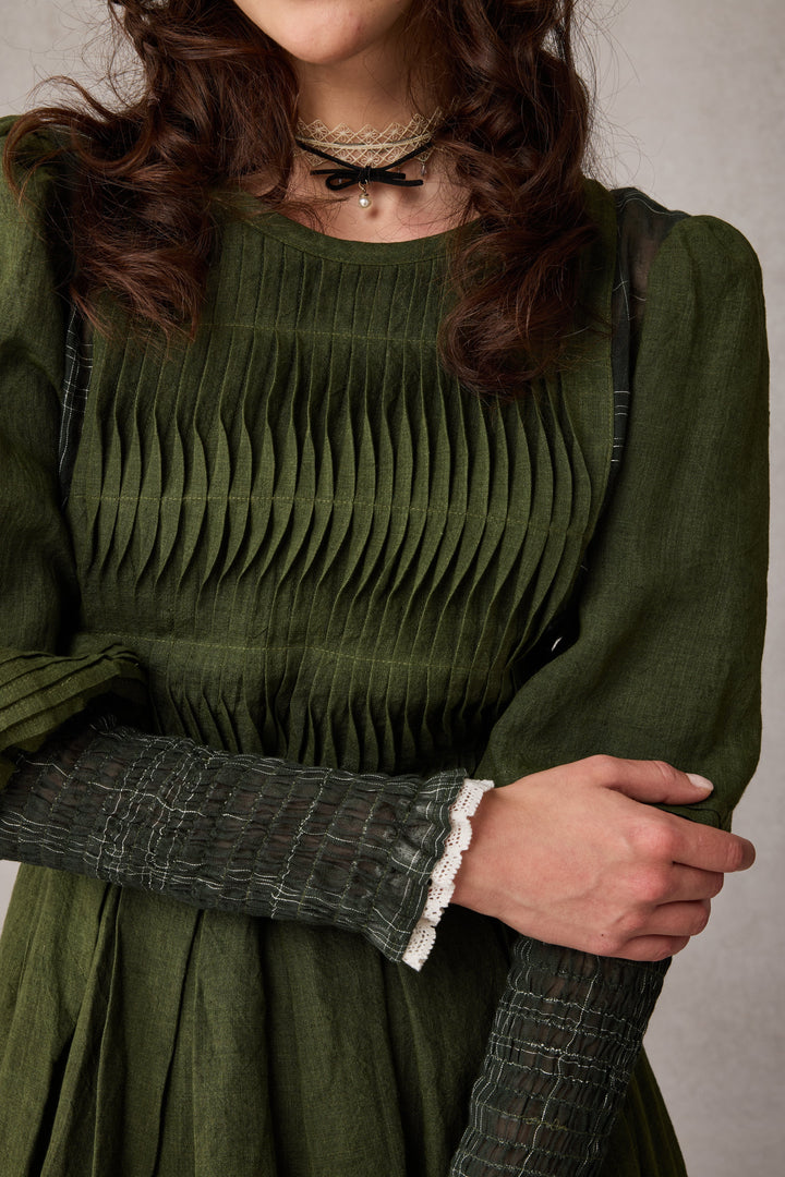 Eliana 15 | Pintucked Patchwork Linen Dress