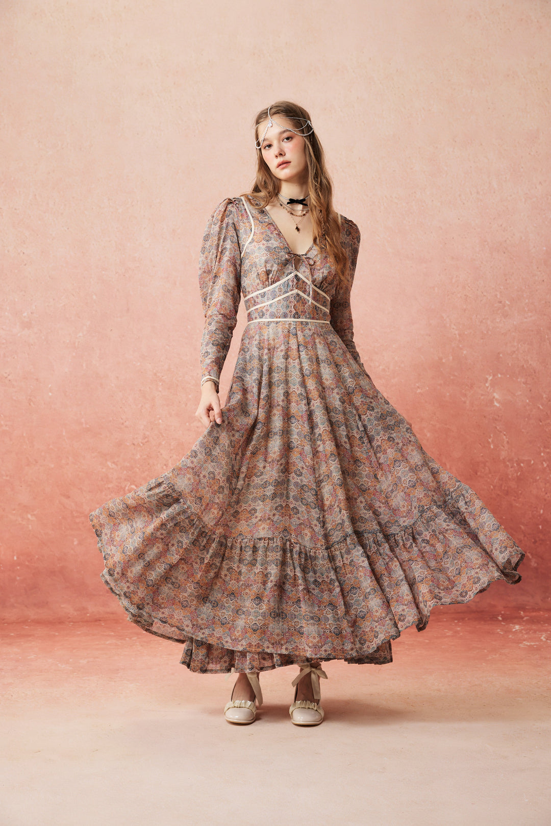 Chelse 19 |Longsleeved Linen Dress Gown
