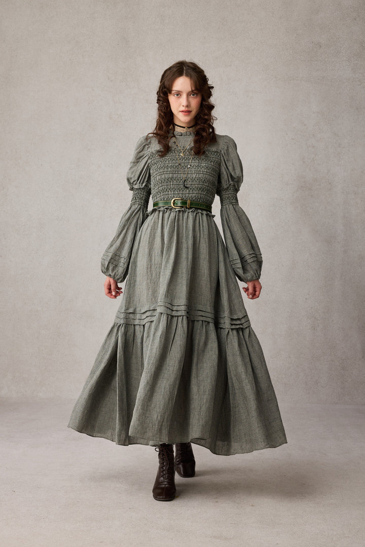 Jane 33 |Edward Smocking Linen Dress Chemise