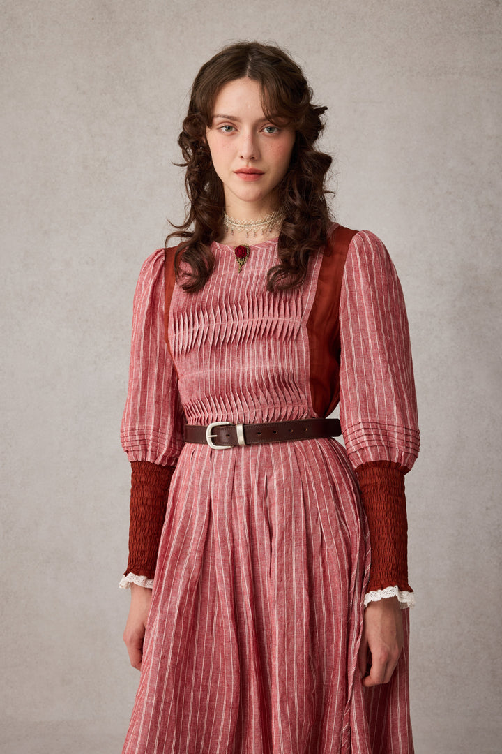 Eliana 15 | Pintucked Patchwork Linen Dress