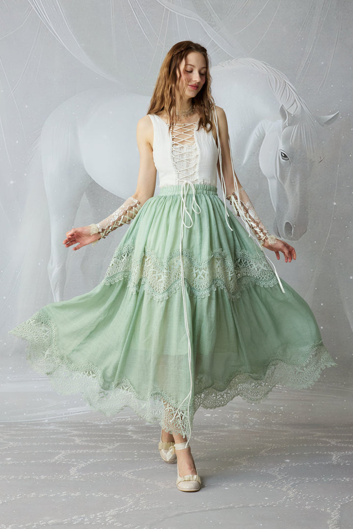 Moonstone 22 |Lace linen Maxi skirt