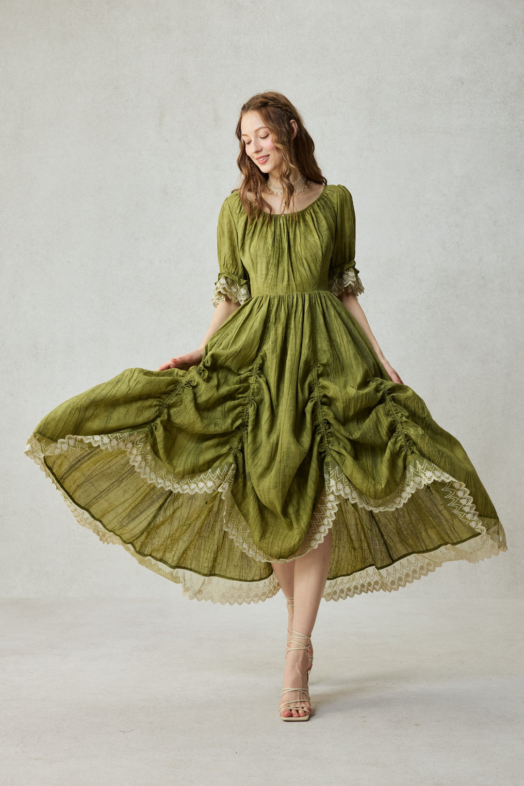 Elowen 27 | Lace Linen dress gown ( 2 way to wear )