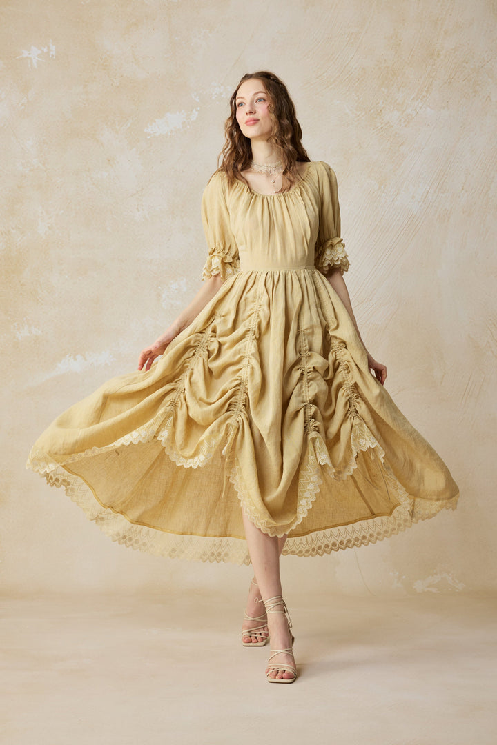 Elowen 27 | Lace Linen dress gown ( 2 way to wear )