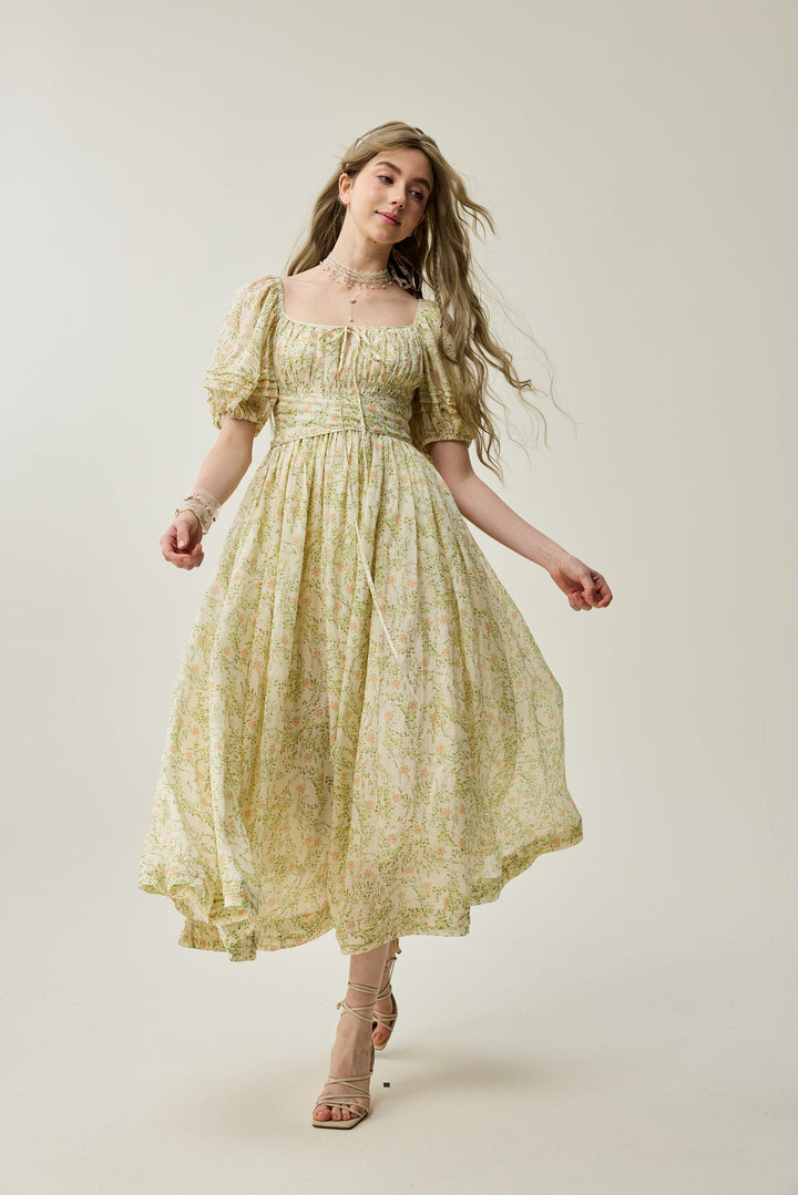 BERGAMOTE 20 |Floral Linen Dress