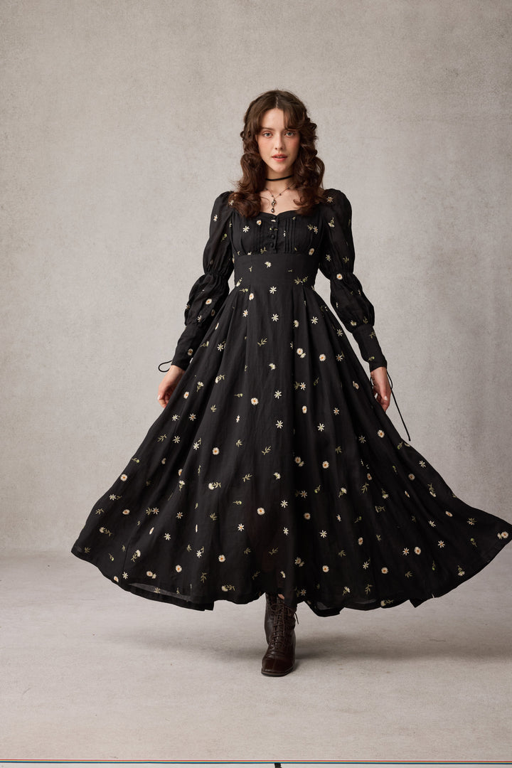 Phoenix 24 | Embroidery Daisy Linen Dress