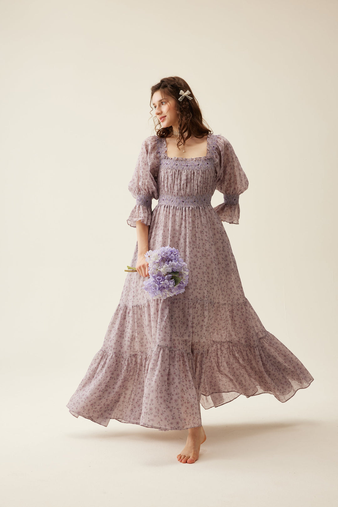 Cloud 21 | smocking embroidery linen dress