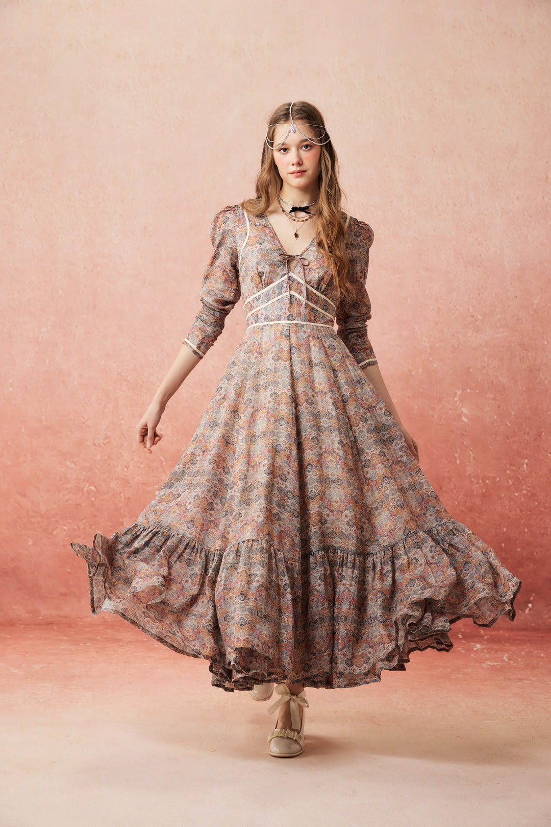 Chelse 19 |Longsleeved Linen Dress Gown