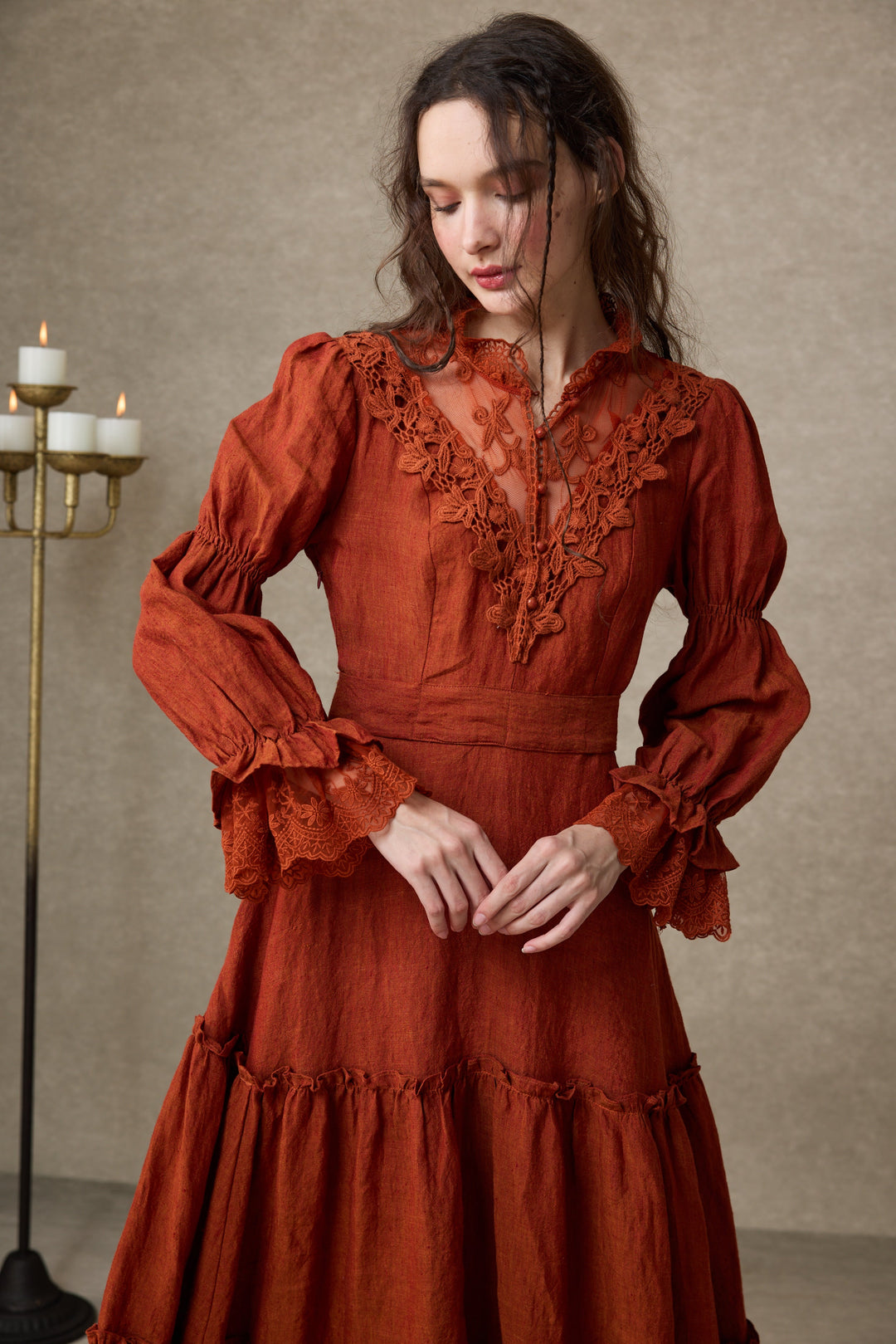 Leona 21 | Lace Maxi Linen Dress