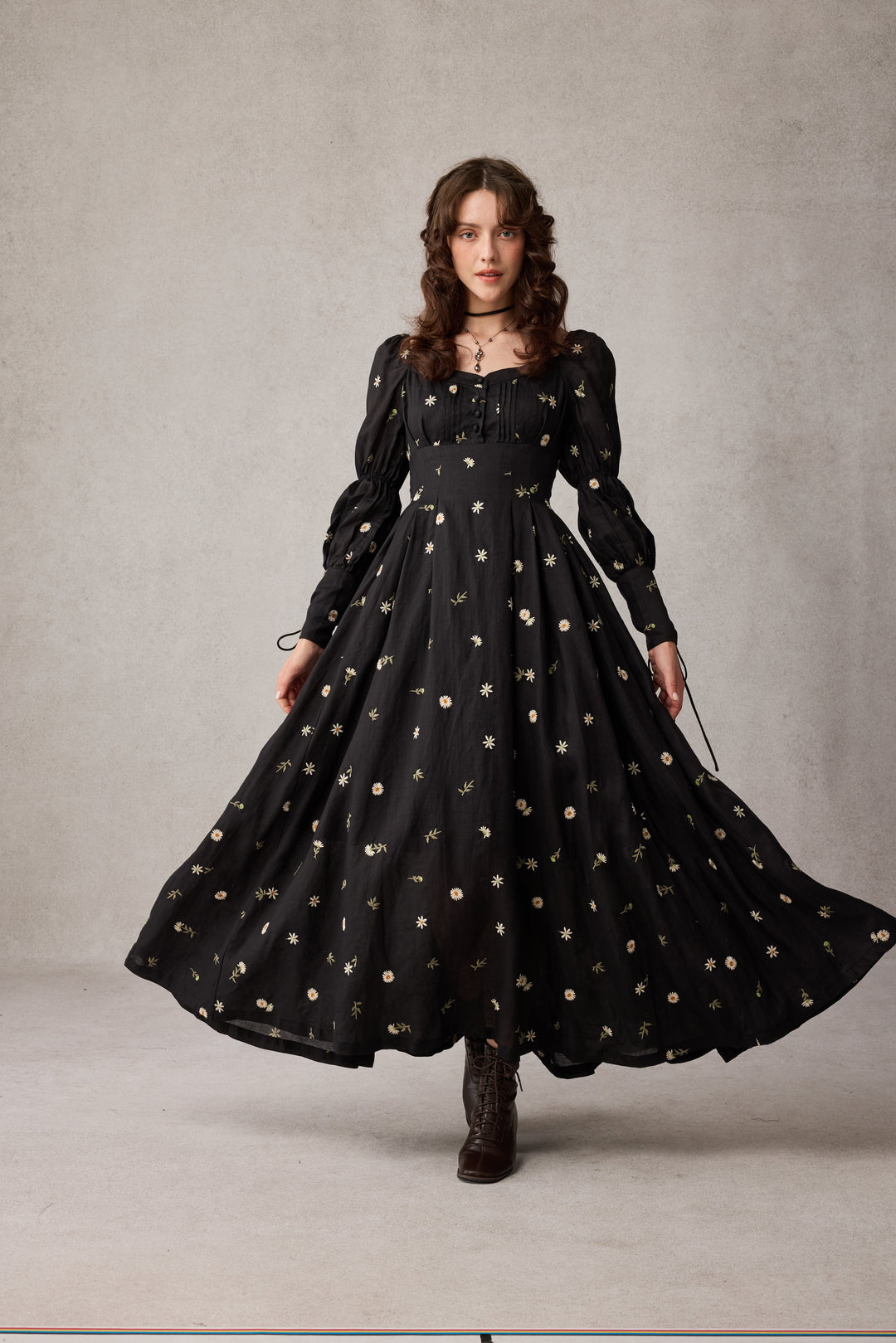 Phoenix 24 | Embroidery Daisy Linen Dress