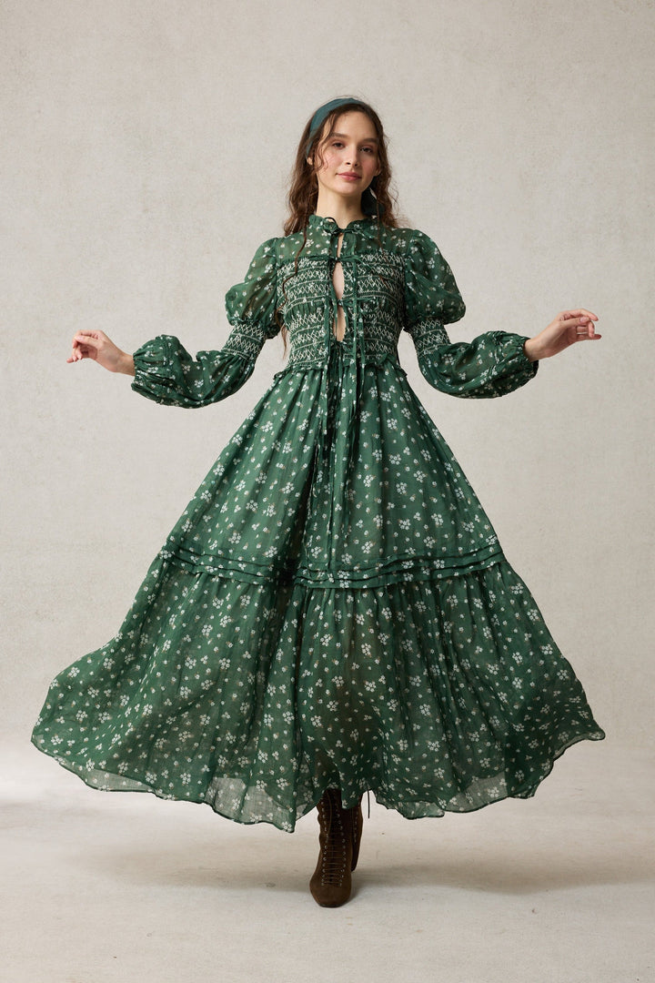 Jane 33 |Edward Smocking Linen Dress Chemise