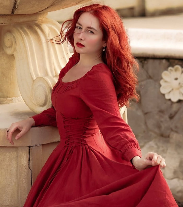 Ylang 15 | maxi Lace-up linen dress