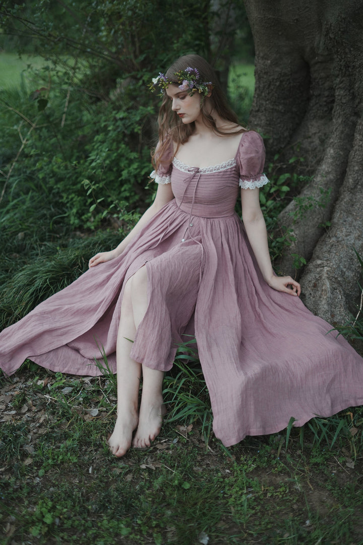 Monet Haze 26 | Fairy layered Linen Dress with pintucks
