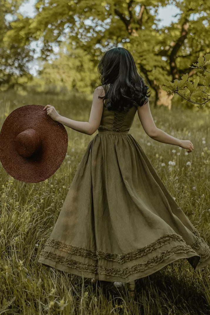 Wearable Poetry 17 | Ruffled linen dress & skirt （2 pieces)