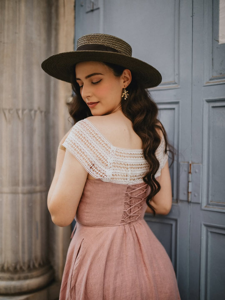 Cherry Tree 25 | Lace Linen flared dress