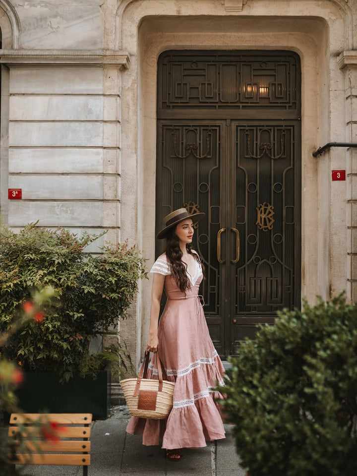 Cherry Tree 25 | Lace Linen flared dress