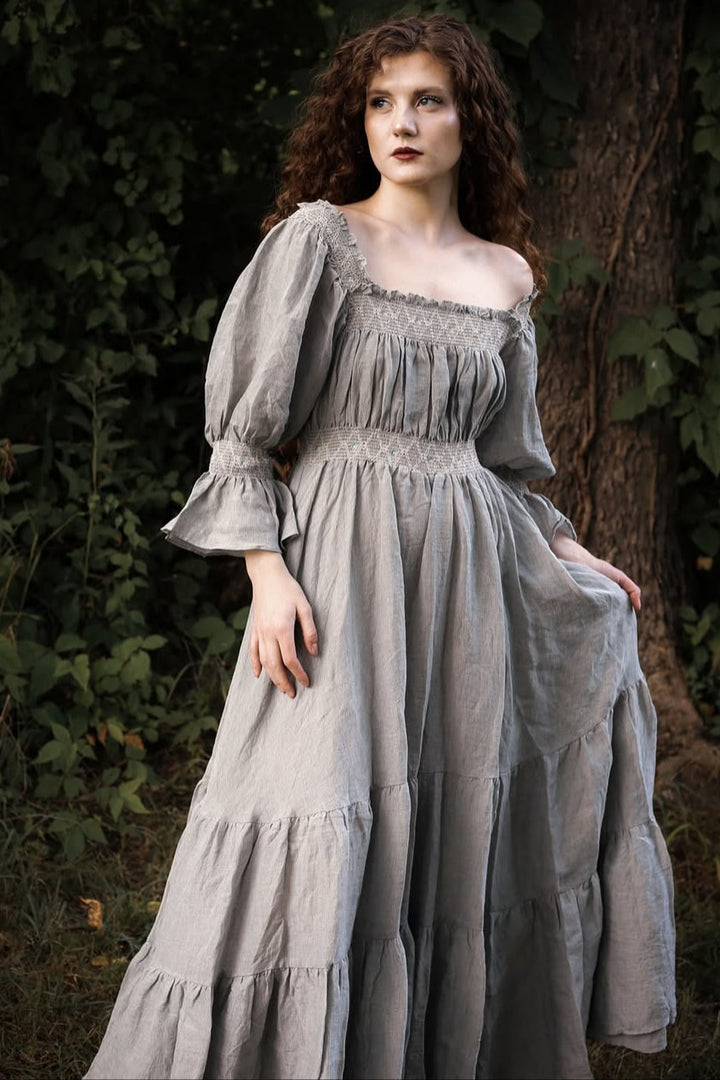 Cloud 21 | smocking embroidery linen dress