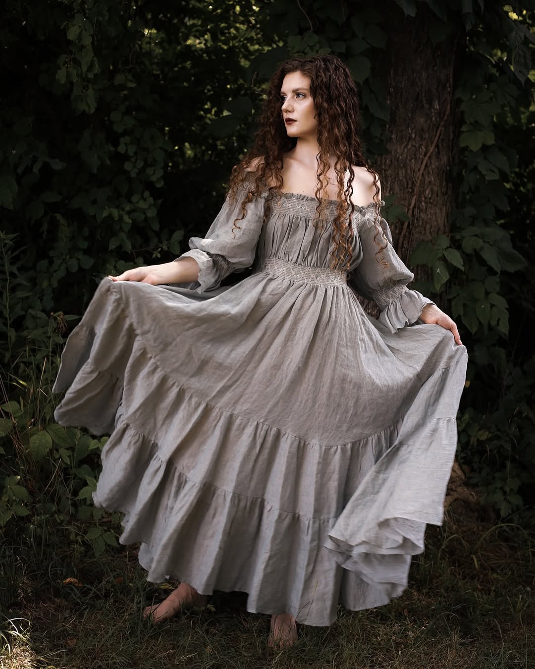 Cloud 21 | smocking embroidery linen dress