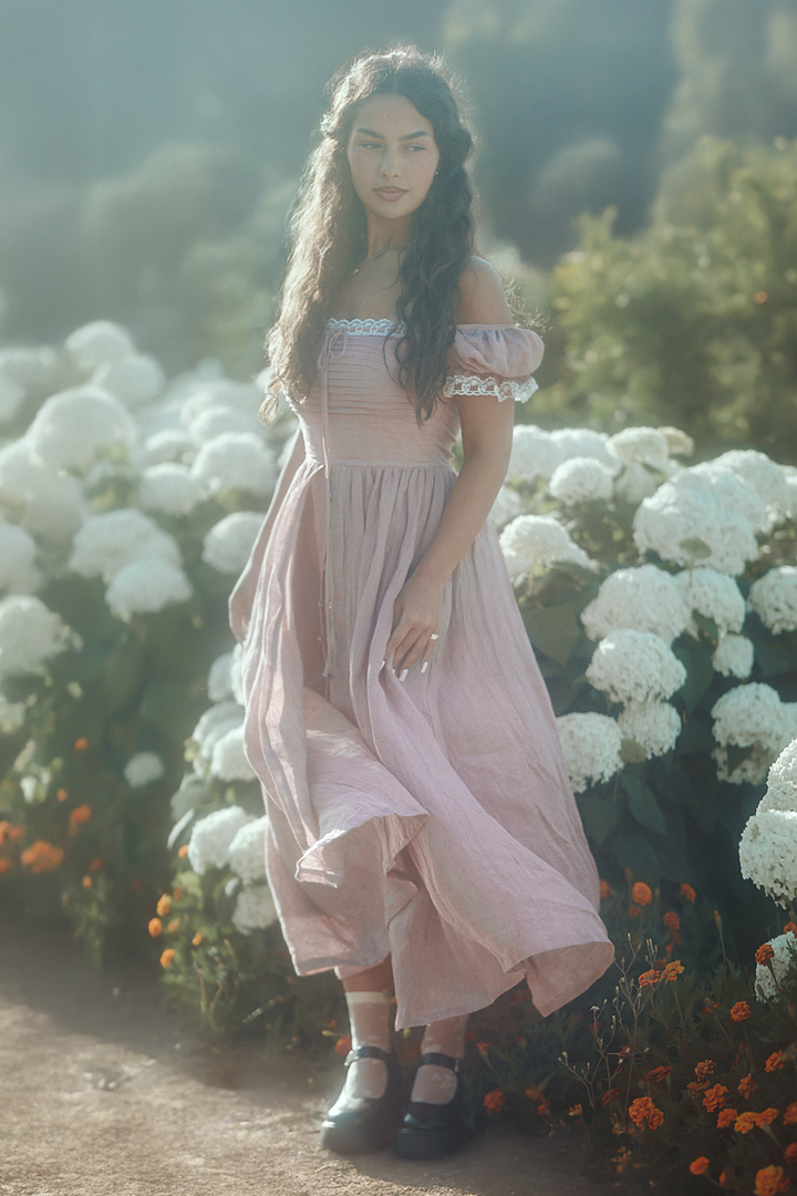 Monet Haze 26 | Fairy layered Linen Dress with pintucks