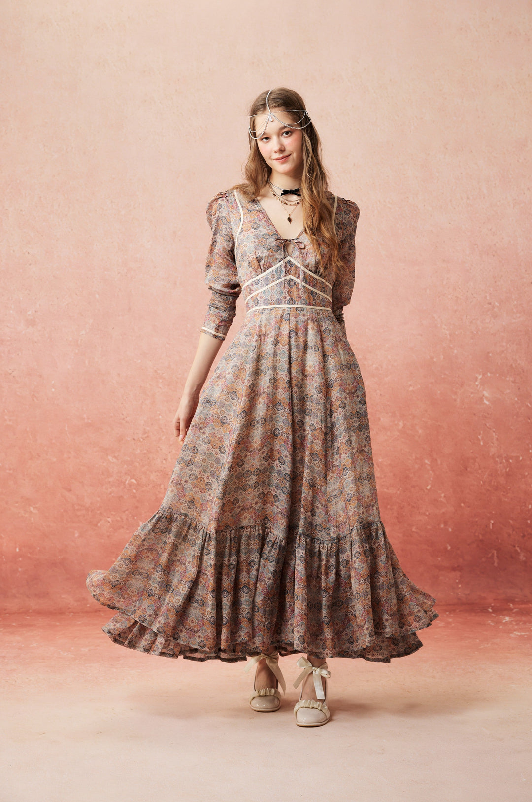 Chelse 19 |Longsleeved Linen Dress Gown