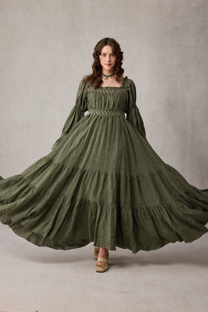 Cloud 21 | smocking embroidery linen dress