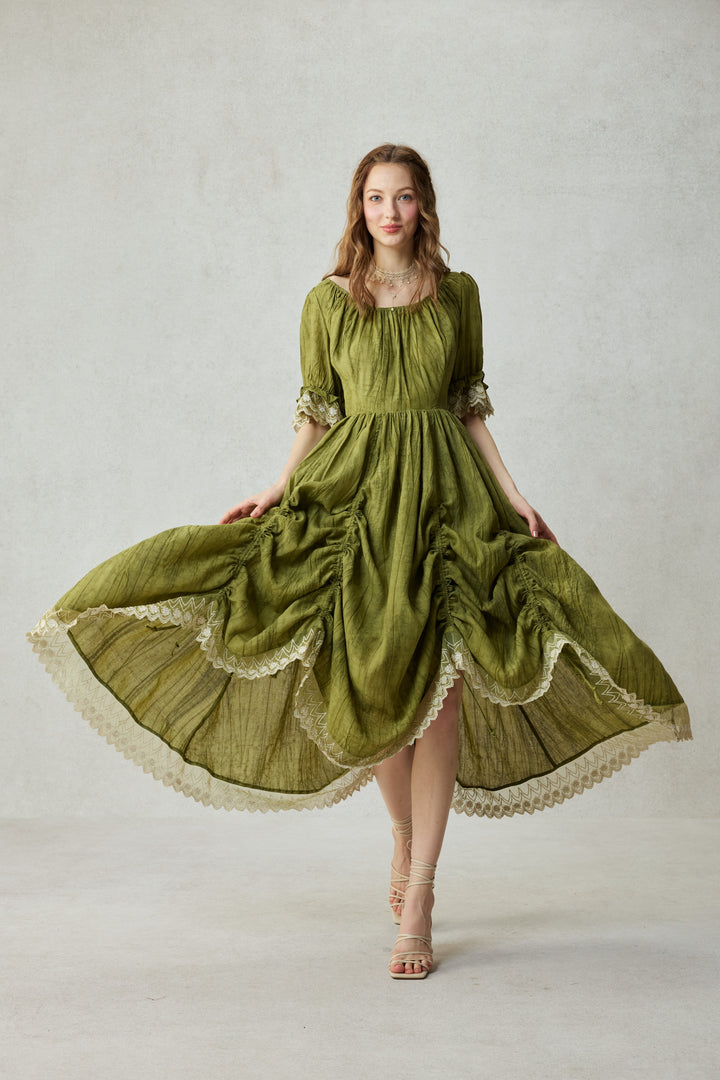 Elowen 27 | Lace Linen dress gown ( 2 way to wear )
