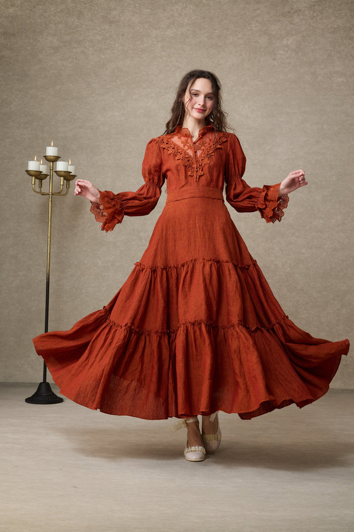 Leona 21 | Lace Maxi Linen Dress