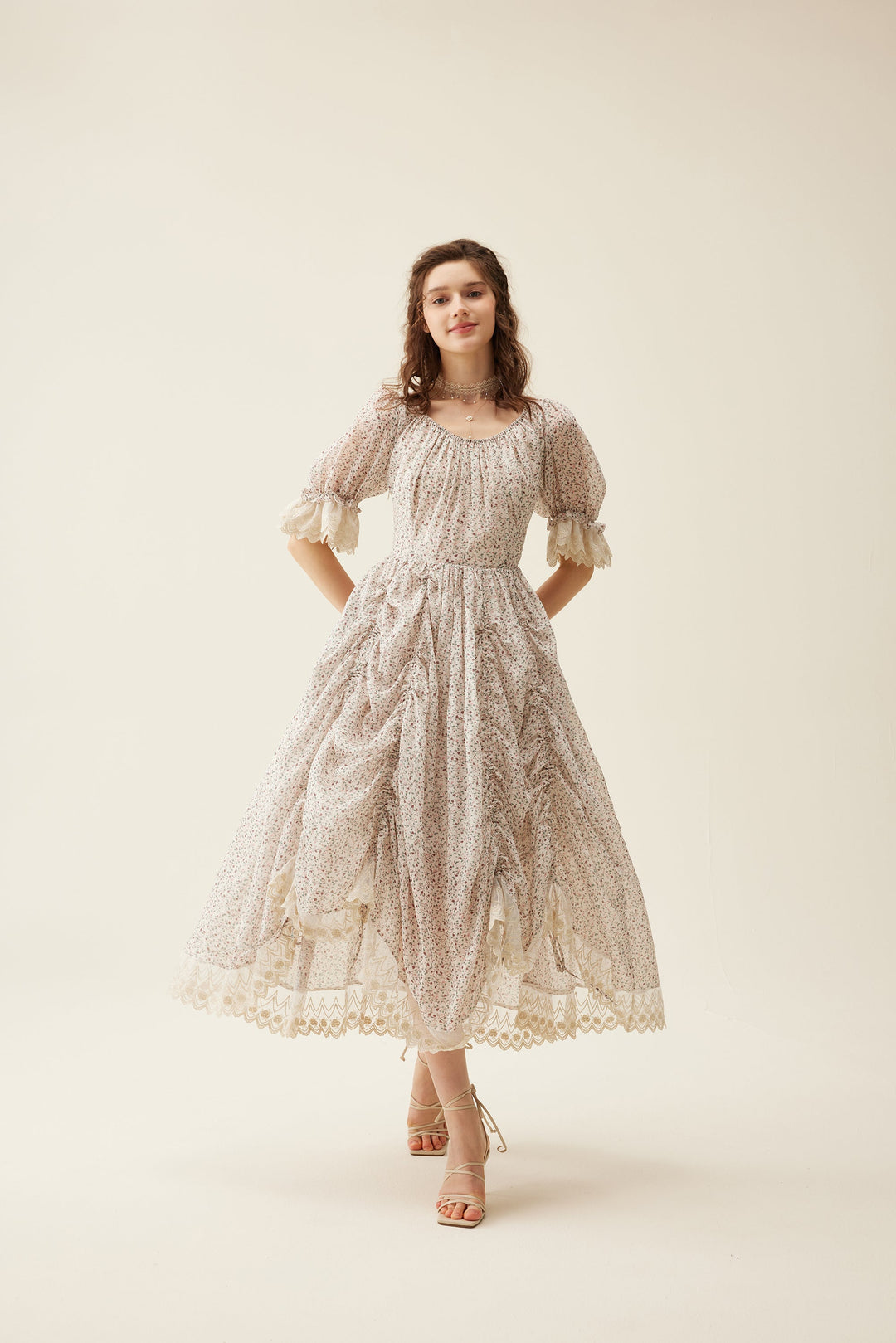 Elowen 27 | Lace Linen dress gown ( 2 way to wear )