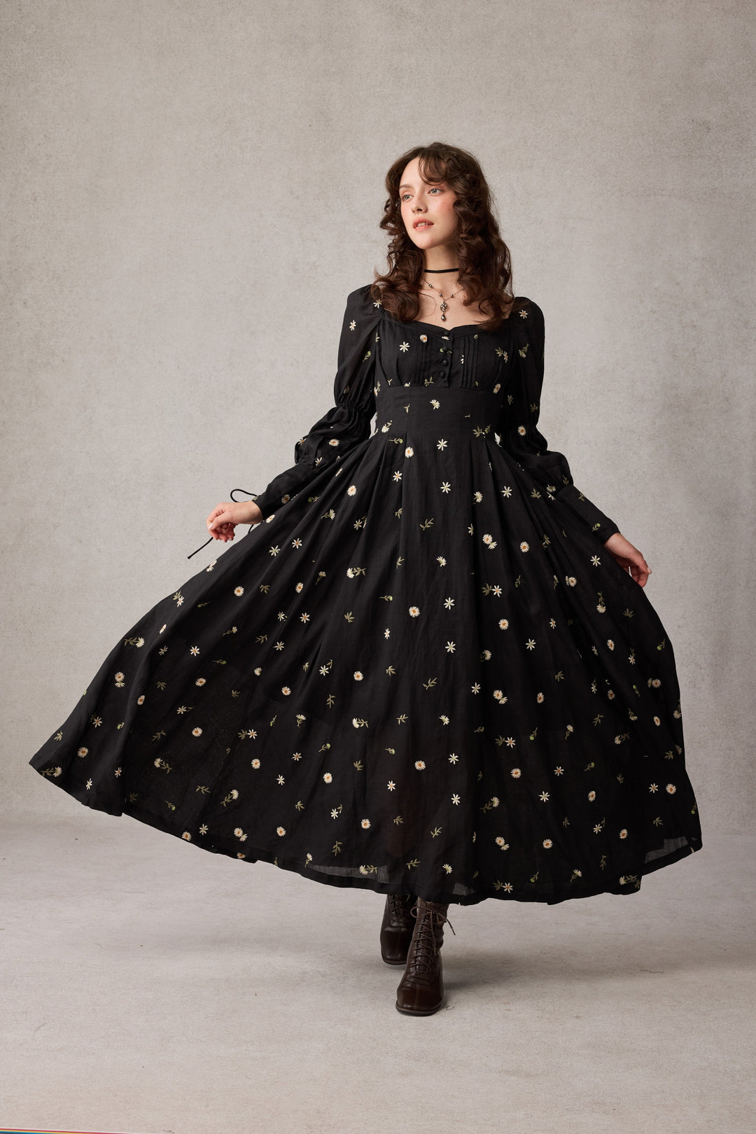Sakura 21 | Lace-up maxi linen dress