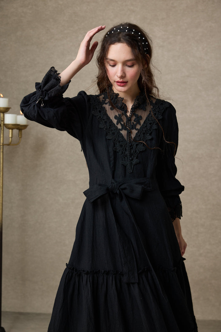 Leona 21 | Lace Maxi Linen Dress