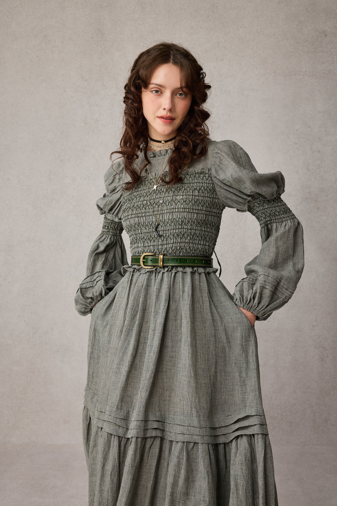 Jane 33 |Edward Smocking Linen Dress Chemise