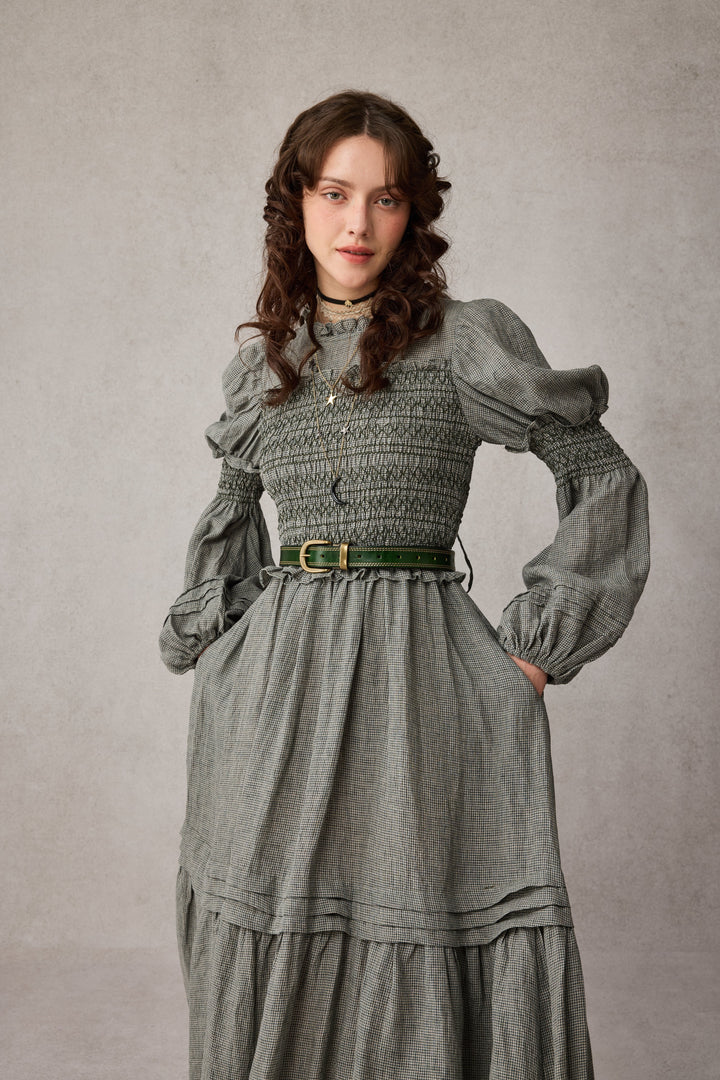 Jane 33 |Edward Smocking Linen Dress Chemise