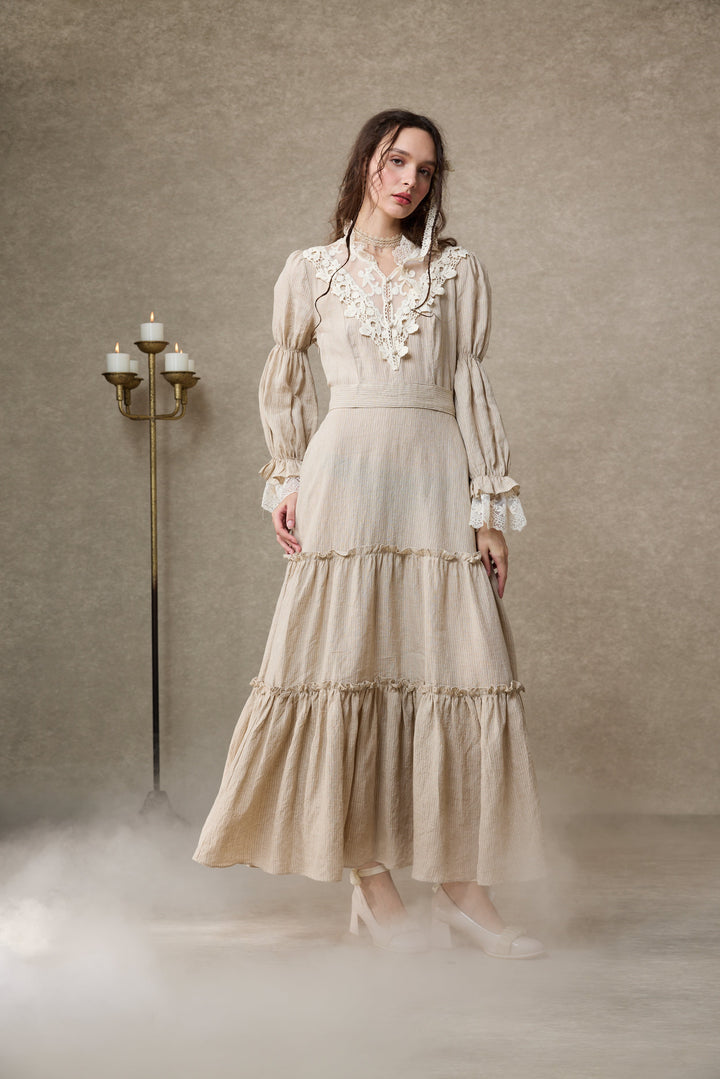 Leona 21 | Lace Maxi Linen Dress