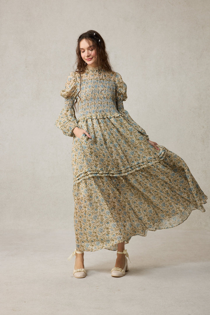 Jane 33 |Edward Smocking Linen Dress Chemise