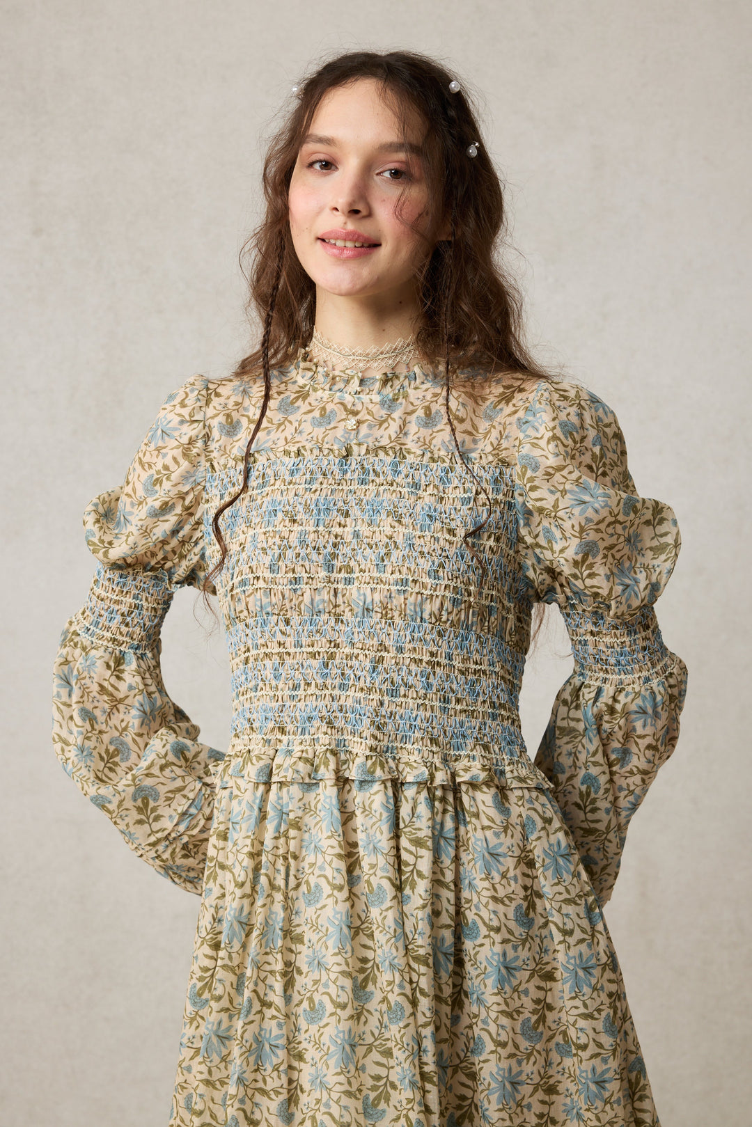 Jane 33 |Edward Smocking Linen Dress Chemise