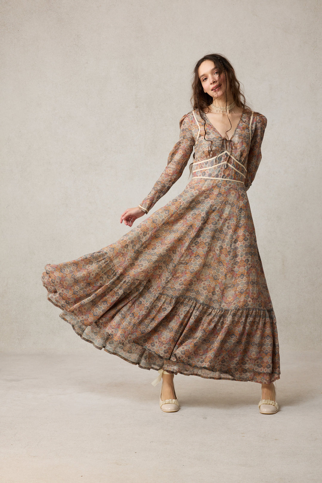 Chelse 19 |Longsleeved Linen Dress Gown