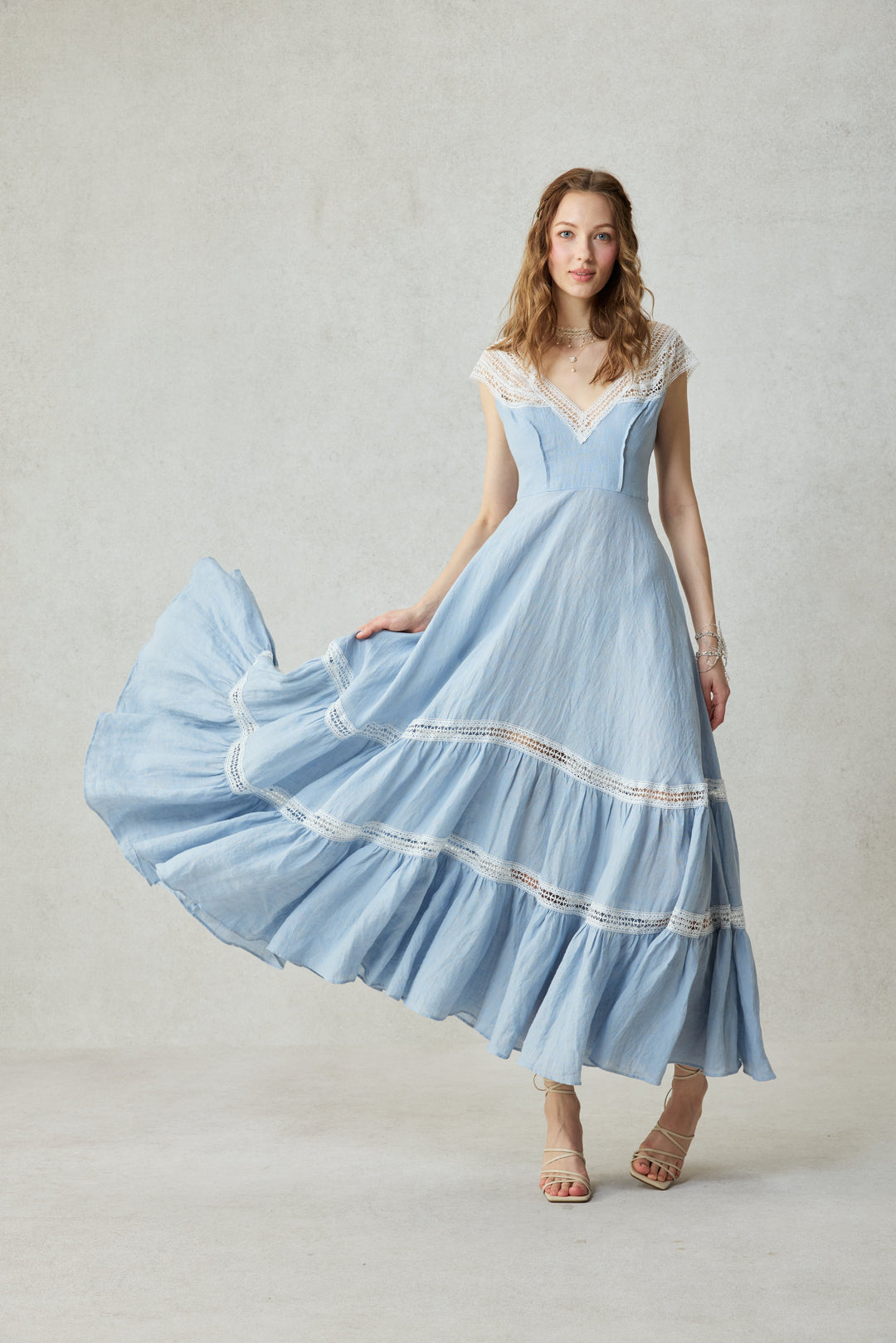 Cherry Tree 25 | Lace Linen flared dress
