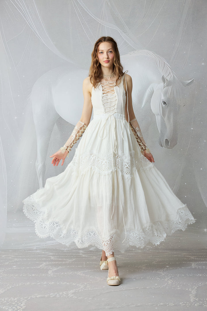 Moonstone 22 |Lace linen Maxi skirt