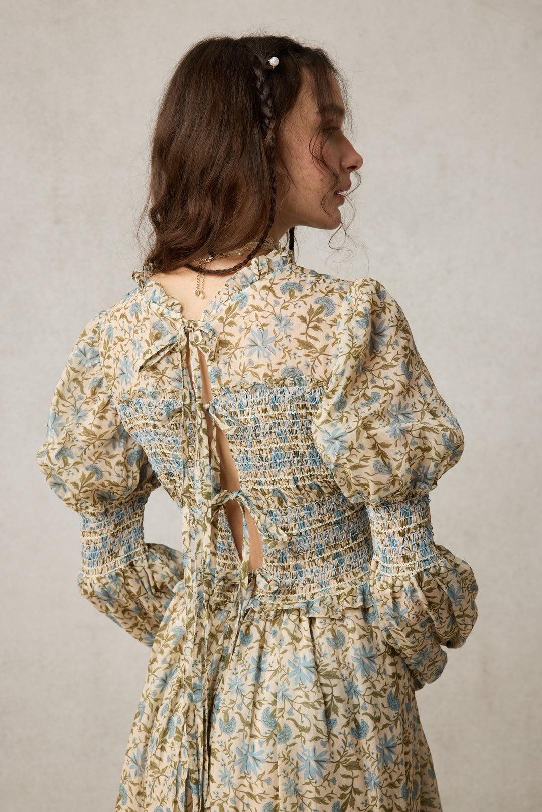 Jane 33 |Edward Smocking Linen Dress Chemise