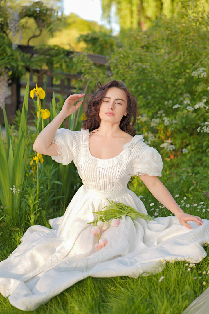 Poppy 23 | Nude linen skirt